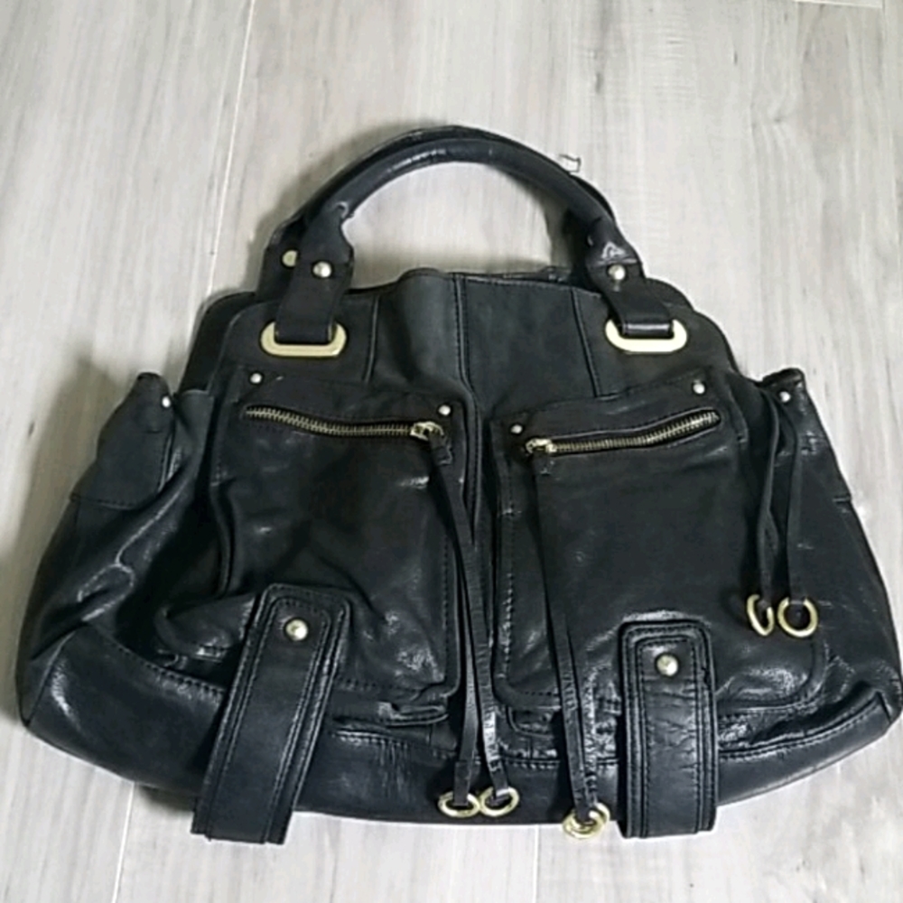 BCBG MAXAZRIA black leather handbag, purse